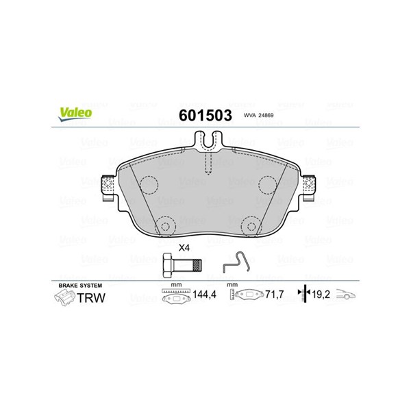 Bromsbeläggsats, Framaxel Valeo 601503 VALEO