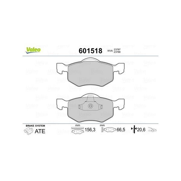 Bromsbeläggsats, Framaxel Valeo 601518 VALEO