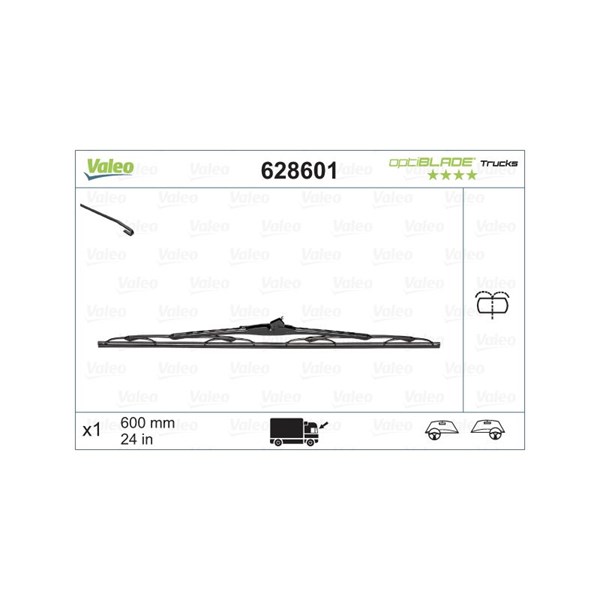 Torkarblad, Fram, Förarsida, Passagerarsida Valeo 628601 VALEO