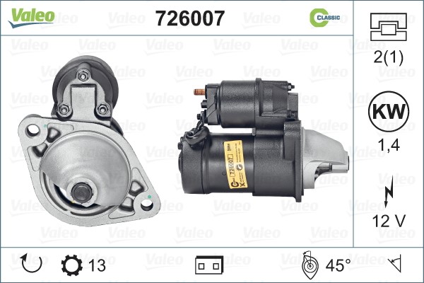 Startmotor 12V Valeo 726007 VALEO