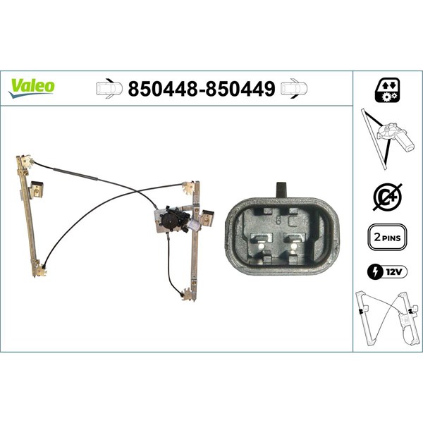 Fönsterhiss, Fram, Vänster Valeo 850448 VALEO