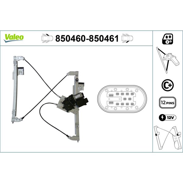 Fönsterhiss, Fram, Vänster Valeo 850460 VALEO