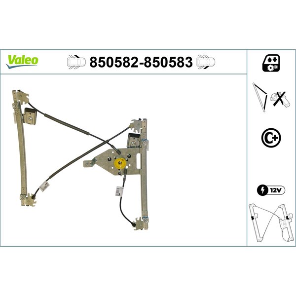 Fönsterhiss, Fram, Vänster Valeo 850582 VALEO