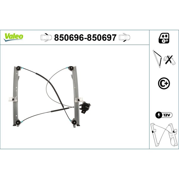 Fönsterhiss, Fram, Vänster Valeo 850696 VALEO