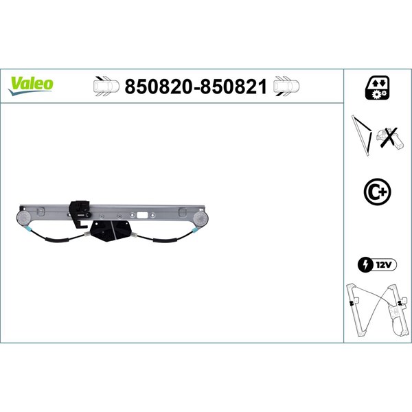 Fönsterhiss, Bak, Vänster Valeo 850820 VALEO