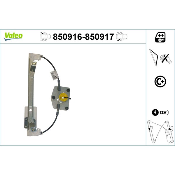 Fönsterhiss, Bak, Vänster Valeo 850916 VALEO