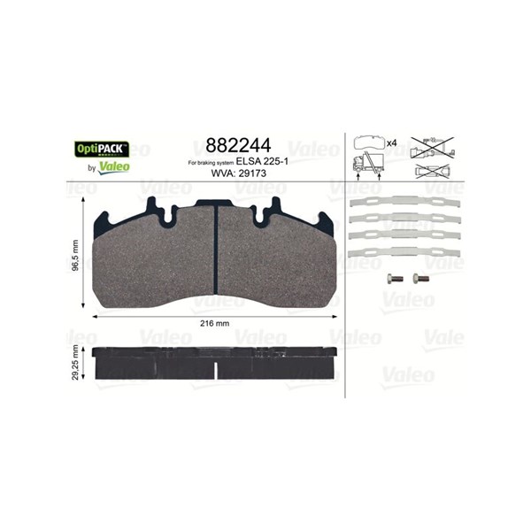 Bromsbeläggsats, Bakaxel, Framaxel Valeo 882244 VALEO Bromsbeläggsats, Bakaxel, Framaxel Valeo 882244 VALEO