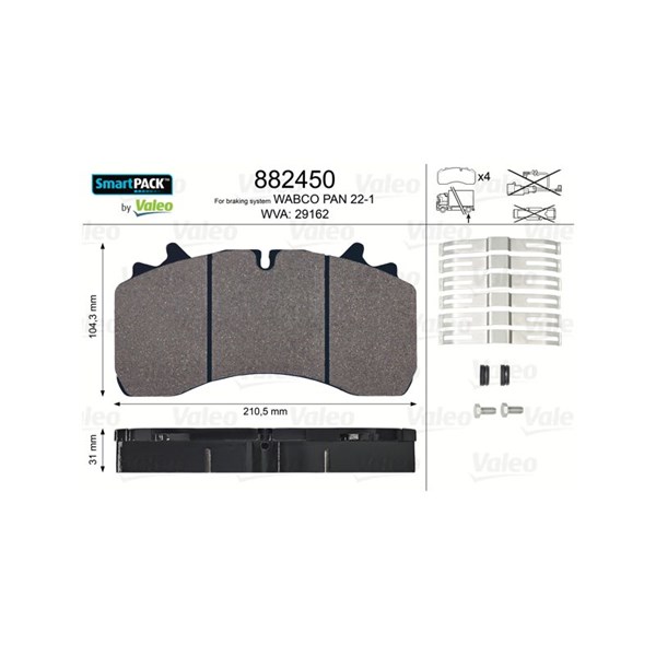 Bromsbeläggsats, Framaxel Valeo Smartpack 882450 VALEO