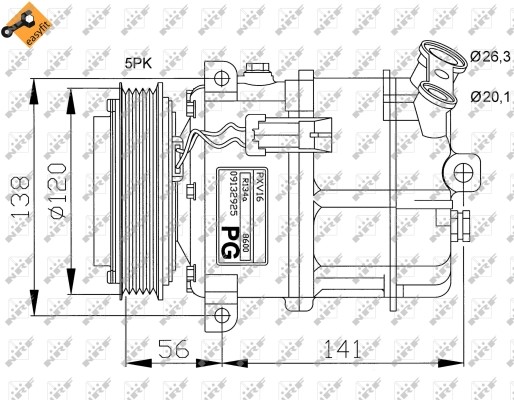Kompressor, klimatanläggning Nrf 32117G NRF