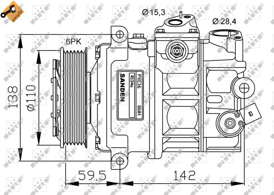 Kompressor, klimatanläggning Nrf 32147G NRF