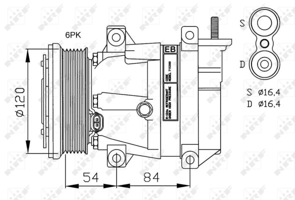 Kompressor, klimatanläggning Nrf 32484G NRF
