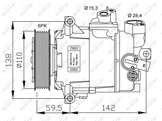 Kompressor, klimatanläggning Nrf 32500G NRF