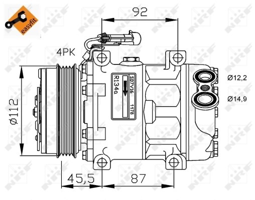 Kompressor, klimatanläggning Nrf 32701G NRF