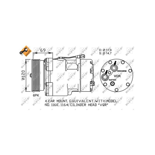 Kompressor, klimatanläggning Nrf Easy fit 32748 NRF