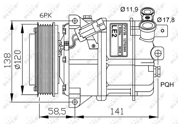 Kompressor, klimatanläggning Nrf 32774G NRF