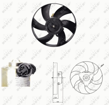 Fläkt, kylare 12V, Vänster Nrf 47692 NRF