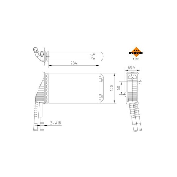 Värmeväxlare, kupévärme Nrf Easy fit 54374 NRF Värmeväxlare, kupévärme Nrf Easy fit 54374 NRF