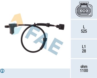 ABS-givare, Sensor, hjulvarvtal, Framaxel Fae 78003 FAE
