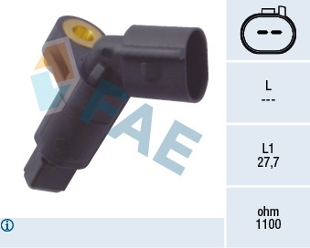 ABS-givare, Sensor, hjulvarvtal, framaxel vänster Fae 78008 FAE