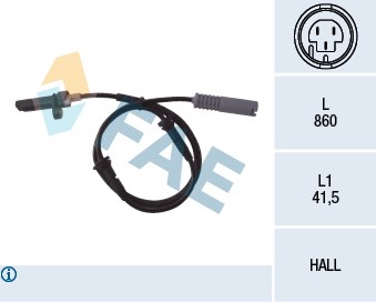 ABS-givare, Sensor, hjulvarvtal, Bakaxel, Tvåsidig Fae 78009 FAE