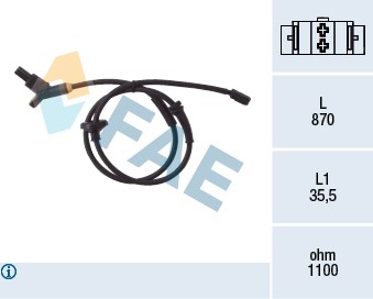 ABS-givare, Sensor, hjulvarvtal, Bakaxel Fae 78015 FAE