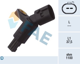 ABS-givare, Sensor, hjulvarvtal, Bakaxel Fae 78016 FAE