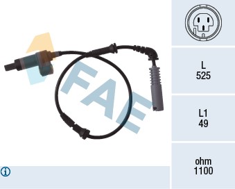 ABS-givare, Sensor, hjulvarvtal, Framaxel Fae 78018 FAE