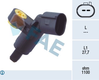 ABS-givare, Sensor, hjulvarvtal, framaxel höger Fae 78020 FAE
