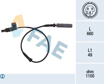 ABS-givare, Sensor, hjulvarvtal, Framaxel Fae 78023 FAE