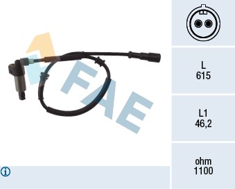 ABS-givare, Sensor, hjulvarvtal, Bakaxel vänster Fae 78024 FAE
