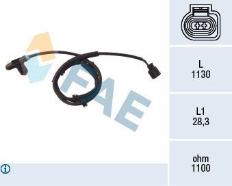 ABS-givare, Sensor, hjulvarvtal, Bakaxel Fae 78025 FAE