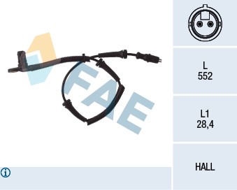 ABS-givare, Sensor, hjulvarvtal, Framaxel Fae 78027 FAE