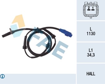 ABS-givare, Sensor, hjulvarvtal, Framaxel Fae 78034 FAE