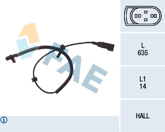 ABS-givare, Sensor, hjulvarvtal, Bakaxel höger Fae 78035 FAE