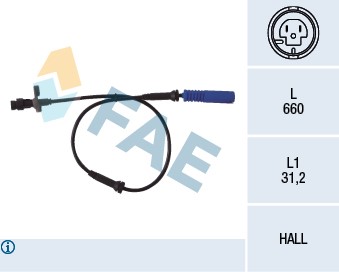 ABS-givare, Sensor, hjulvarvtal, Framaxel Fae 78045 FAE