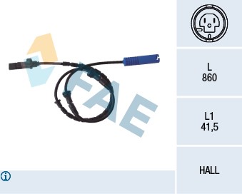 ABS-givare, Sensor, hjulvarvtal, Bakaxel Fae 78046 FAE