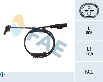 ABS-givare, Sensor, hjulvarvtal, Framaxel Fae 78048 FAE