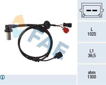 ABS-givare, Sensor, hjulvarvtal, Fram, höger eller vänster Fae 78 FAE
