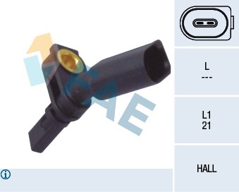 ABS-givare, Sensor, hjulvarvtal, framaxel vänster Fae 78065 FAE