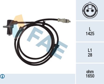 ABS-givare, Sensor, hjulvarvtal, Fram, höger eller vänster FAE ABS-givare, Sensor, hjulvarvtal, Fram, höger eller vänster FAE