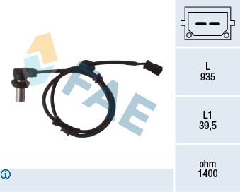 ABS-givare, Sensor, hjulvarvtal, Bakaxel, båda sidor Fae 78071 FAE
