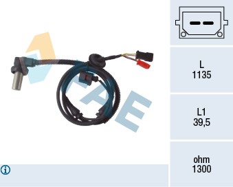 ABS-givare, Sensor, hjulvarvtal, Framaxel Fae 78085 FAE