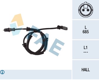 ABS-givare, Sensor, hjulvarvtal, Framaxel Fae 78095 FAE