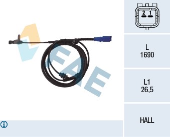 ABS-givare, Sensor, hjulvarvtal, Bakaxel Fae 78098 FAE