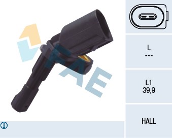 ABS-givare, Sensor, hjulvarvtal, Bakaxel vänster Fae 78102 FAE