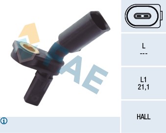 ABS-givare, Sensor, hjulvarvtal, framaxel höger Fae 78103 FAE