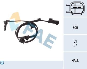 ABS-givare, Sensor, hjulvarvtal, Framaxel Fae 78110 FAE
