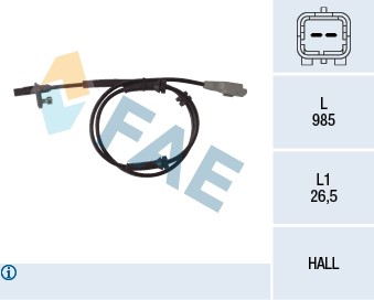 ABS-givare, Sensor, hjulvarvtal, Bakaxel Fae 78118 FAE