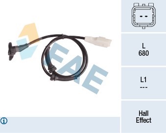 ABS-givare, Sensor, hjulvarvtal, Framaxel Fae 78181 FAE