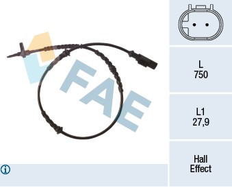 ABS-givare, Sensor, hjulvarvtal, Bakaxel Fae 78265 FAE